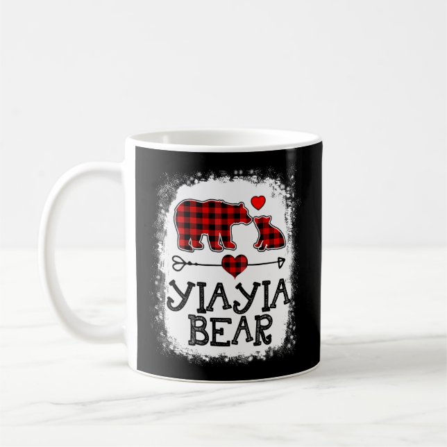 Taza De Café Familia Yiayia Bear Pajama Red Plaid Buffalo (Izquierda)