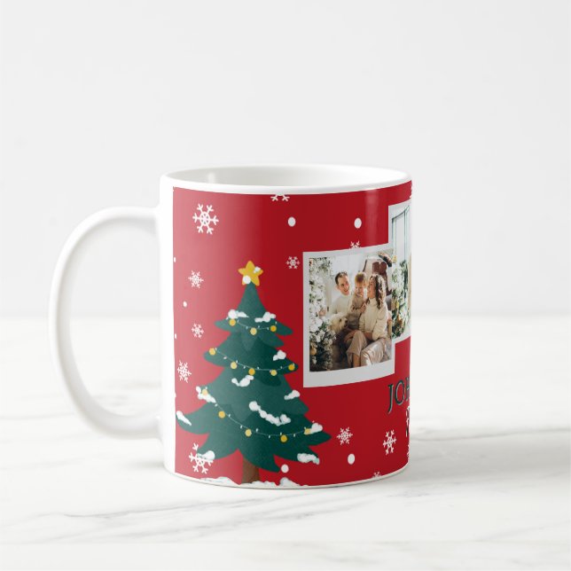 Taza De Café Family 3 Photo Collage Personalized Christmas  (Izquierda)