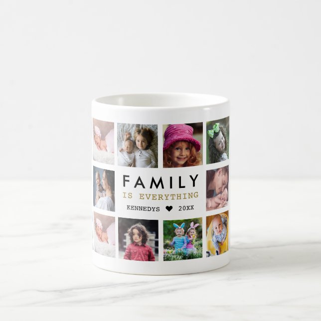 Taza De Café  Family Is Everything Quote Name 20 Photo Collage (Centro)