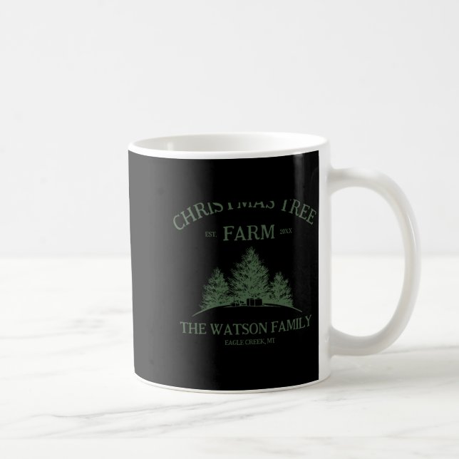 Taza De Café Family Name Christmas Tree Farm Retro  (Derecha)