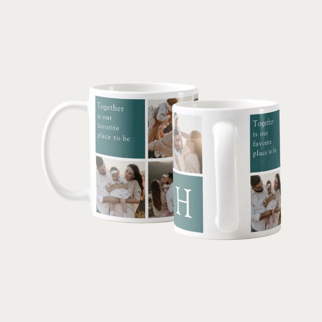 Taza De Café Family Quote 8 Photo Collage Teal (Subido por el creador)
