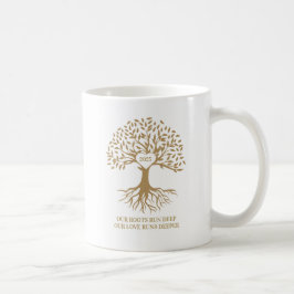 Taza De Café Family reunion tree white and gold mug