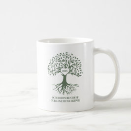 Taza De Café Family reunion tree white and green mug