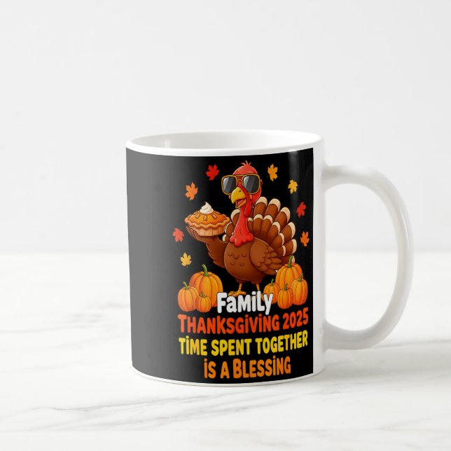 Taza De Café Family Thanksgiving Crew 2025 Funny Turkey Matchin (Derecha)