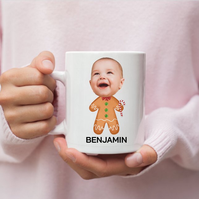 Taza De Café Famoso Personalizado Face Photo Gingerbread Navida (Subido por el creador)