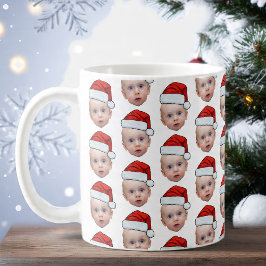 Taza De Café Famoso Personalizado Face Photo Santa Head Navidad