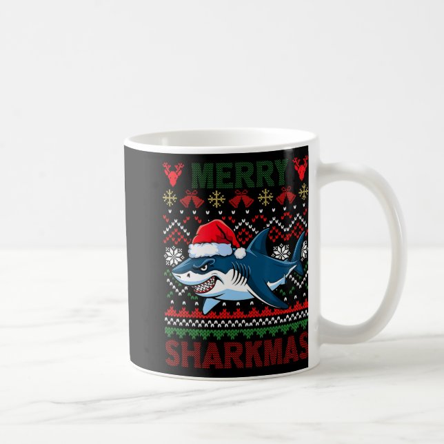 Taza De Café Famosos y divertidos Navidades Tiburones Santa Hat (Derecha)