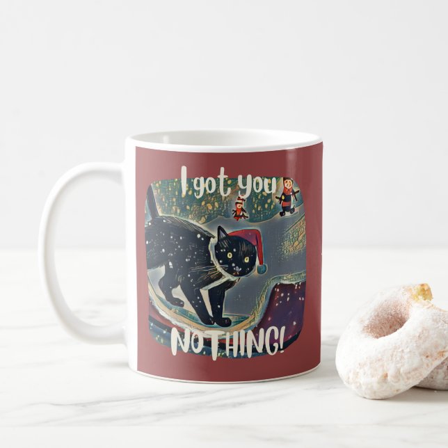 Taza De Café Famosos y traviesos navidades divertidas del gato  (Con donut)