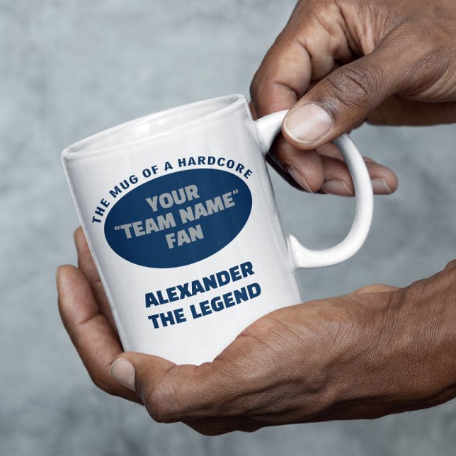 Taza De Café Fan Blue Silver del equipo de fútbol americano (American Football personalized mug in blue and silver. Add team and name.)