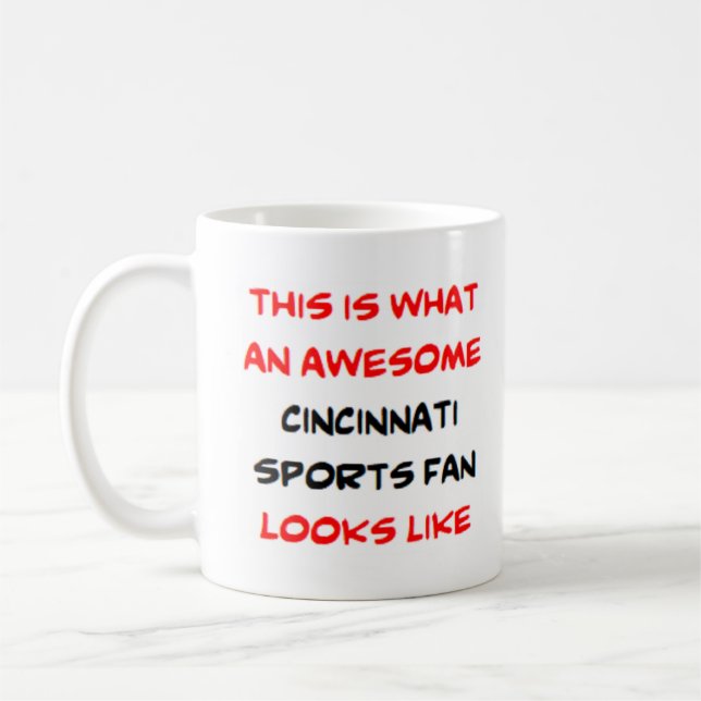 Taza De Café fanático deportivo de cincinnati, impresionante (Izquierda)