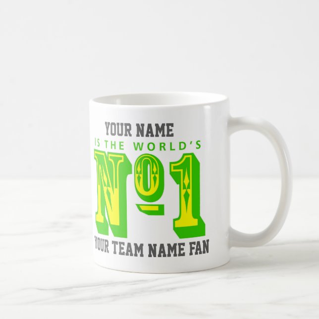 Taza De Café Fanático número uno. Verde y amarillo (Derecha)