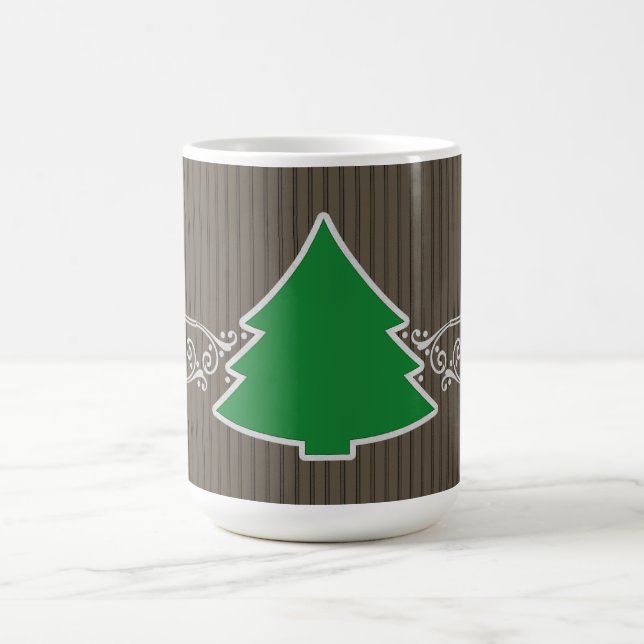 Taza De Café Fancy Christmas Tree Swirls Mug (Centro)