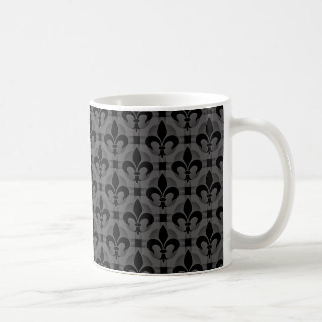 Taza De Café Fancy Fleur de lis Mug, gris oscuro (Derecha)