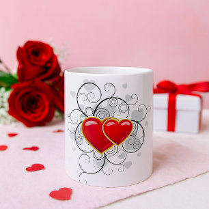 Taza De Café Fancy Heart Red Love Coffee Mug
