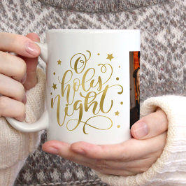Taza De Café Fancy Script "O Holy Night" Navidad Foto