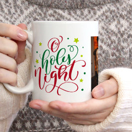 Taza De Café Fancy Script "O Holy Night" Navidad Foto