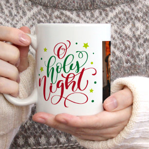 Taza De Café Fancy Script "O Holy Night" Navidad Foto