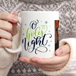 Taza De Café Fancy Script "O Holy Night" Navidad Foto