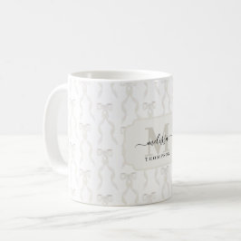 Taza De Café Fancy White Bow Monogramado