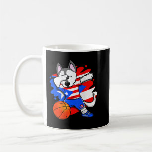 Taza De Café Fans de baloncesto de Dabbing Husky Puerto Rico Je