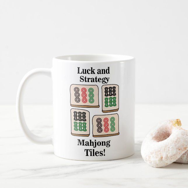 Taza De Café Fans de Mahjong Tiles Luck Strategy Player (Con donut)
