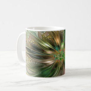 Taza De Café Fantasía abstracta moderna y colorida Flor fractal