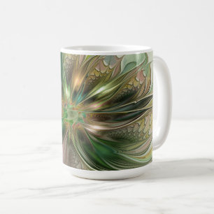 Taza De Café Fantasía abstracta moderna y colorida Flor fractal