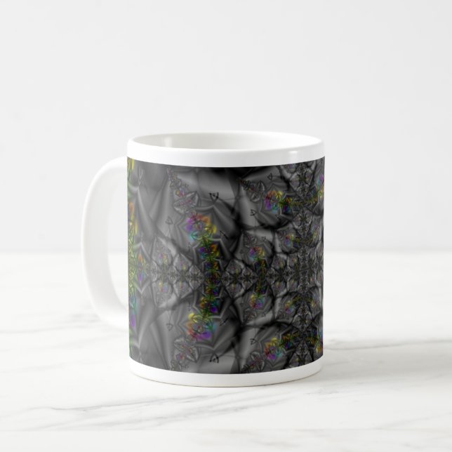 Taza De Café Fantasía | Ajuste de arte fractal arcoiris (Anverso izquierdo)