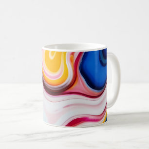 Taza De Café Fantasía blanca rosa rosa azul trendy