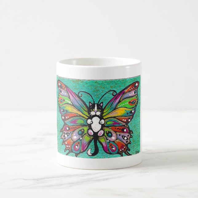 Taza De Café ¡Fantasía caprichosa del gato/de la mariposa de (Centro)