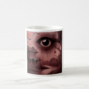 Taza De Café Fantasía: Casa en ruinas con ojo gigante