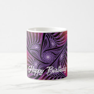 Taza De Café Fantasía colorida Resumen Trippy Purple Fractal