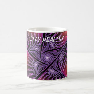Taza De Café Fantasía colorida Resumen Trippy Purple Fractal