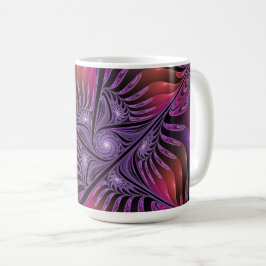 Taza De Café Fantasía colorida Resumen Trippy Purple Fractal