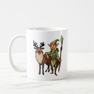 Taza De Café Fantasía de Elf y Reindeer