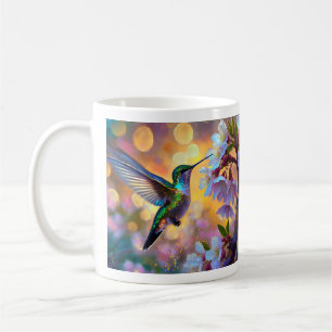 Taza De Café Fantasía de Flor de Cerezo Amanecer Colibrí
