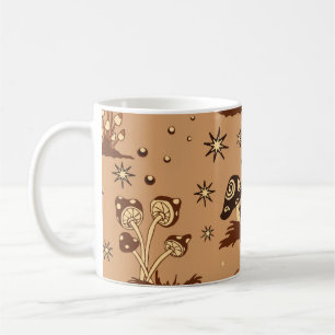 Taza De Café Fantasía de hongos, tapicería de bosque vintage.