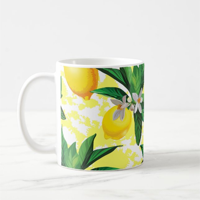 Taza De Café Fantasía de limón: Patrón floral creativo (Izquierda)