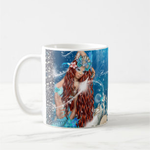 Taza De Café Fantasia de Sirena Cabeza Roja Playa Encantada
