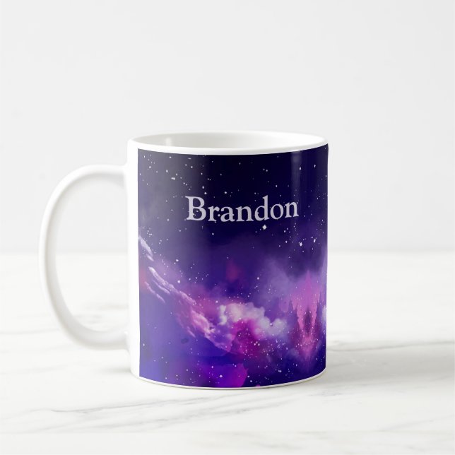 Taza De Café Fantasía en el espacio ultraterrestre, cielo púrpu (Izquierda)