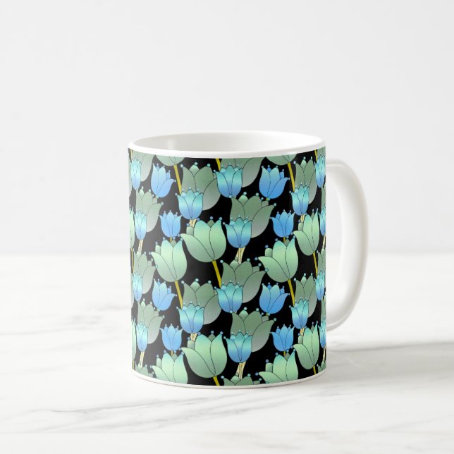 Taza De Café Fantasía floral esparkling azul (Anverso derecho)