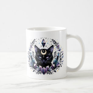 Taza De Café Fantasía Gato sotétrico de cristal negro