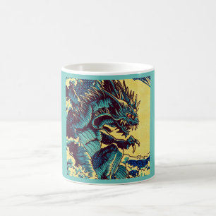 Taza De Café Fantasía Kaiju Anime - Woodcut 1
