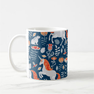 Taza De Café Fantasía popular: Unicornios, conejos, aves