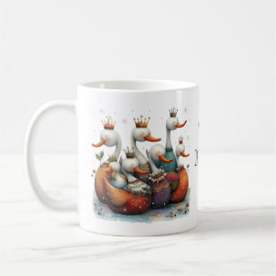 Taza De Café Fantasiosos Siete Cisnes Nadando Navidad 325ml