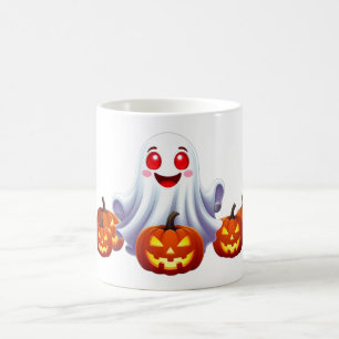 Taza De Café Fantasma Adorable Con Calabazas Brillantes Magia D