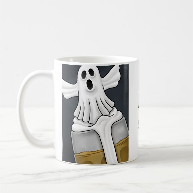 Taza De Café Fantasma Blanco Espeluznante (Izquierda)