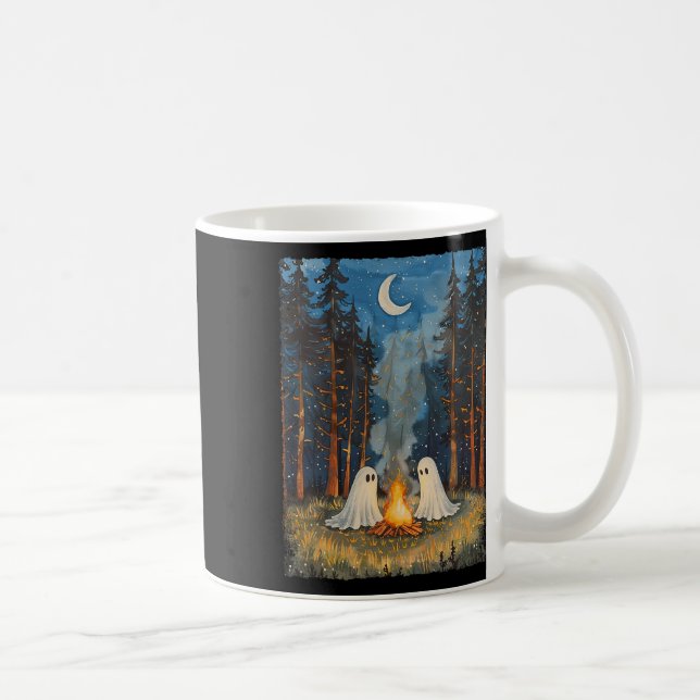 Taza De Café Fantasma Campfire Camping Lover Forest Gothic Hall (Derecha)
