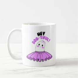 Taza De Café ¡Fantasma con falda morada y Hey Boo-tiful! Hallow