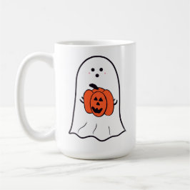 Taza De Café Fantasma con Jack-o-Lantern